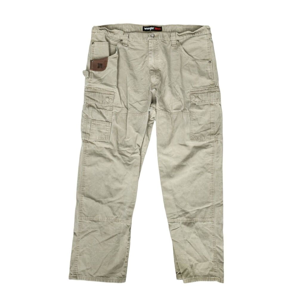 Wrangler Riggs Men's Khaki Green Cargo Pants 40X32 Cotton